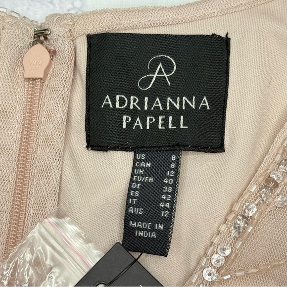 NWT Adrianna Papell Sleeveless Blousen Beaded Mini Dress Sz 8 Pink Glam Cocktail - Picture 4 of 10